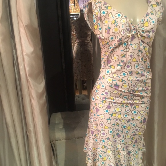 Moschino dress pink v neck ribbons bows pastel - Picture 2 of 5